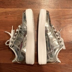 Silver chrome Nike Air Force 1